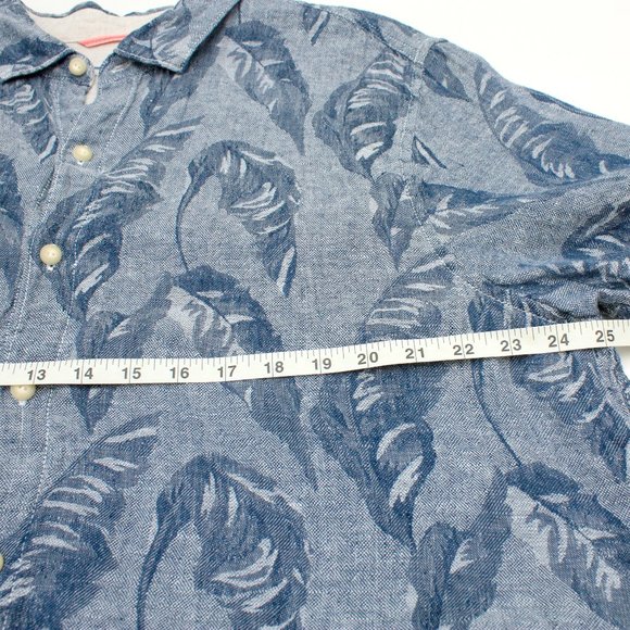 Tommy Bahama Men's Linen Floral Button Up Shirt Navy Blue XLTG - Picture 8 of 8